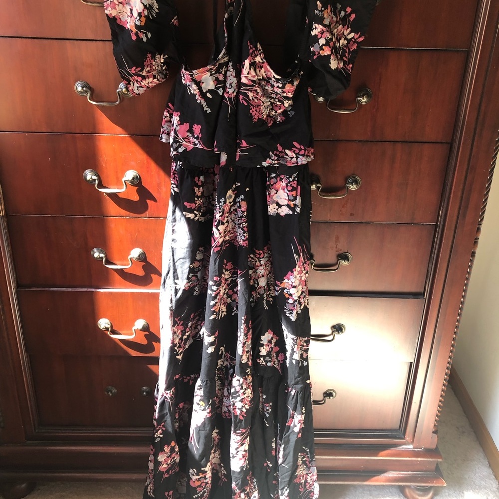 Beautiful BP Black Floral Halter Dress from The Rack. Small